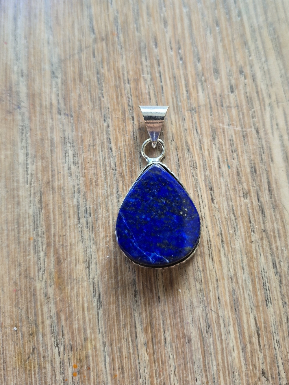 Lapis Lazuli Teardrop Pendant - Deep Blue Silver Setting